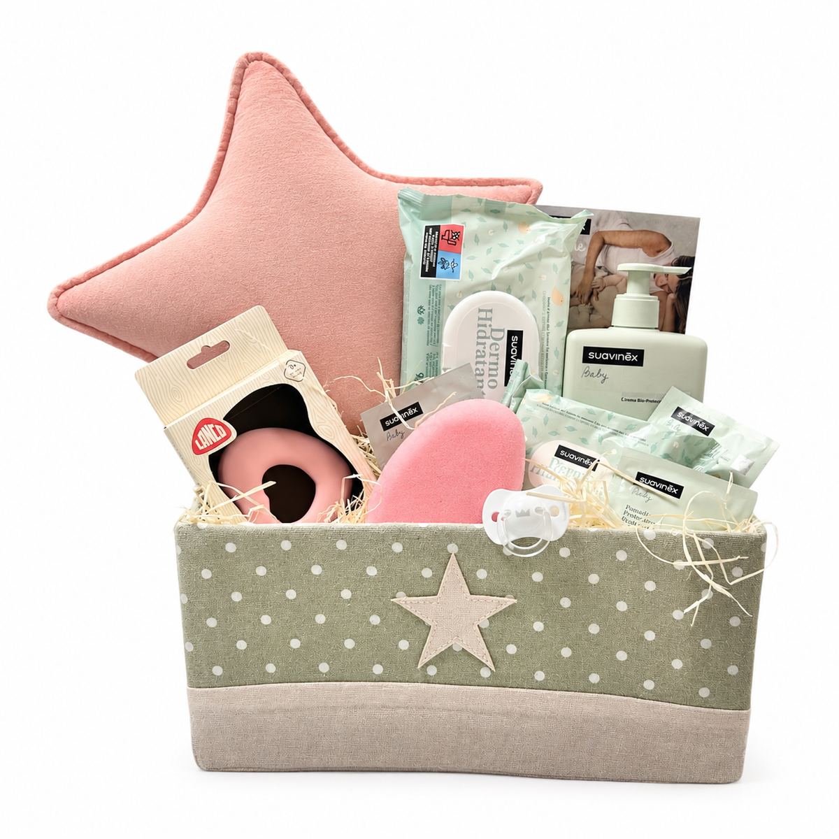 Cesta regalo para bebé Estrellita Rosa con Suavinex