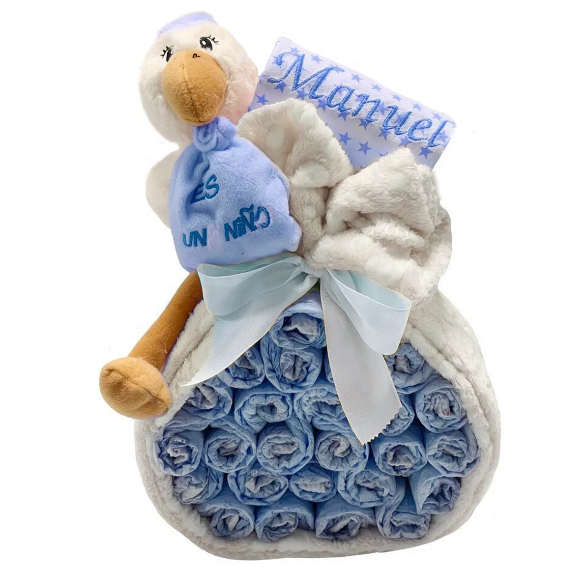 Canastilla bebé recién nacido clásica con productos de farmacia. Mustela, Suavinex, Nuk, Kiokids...