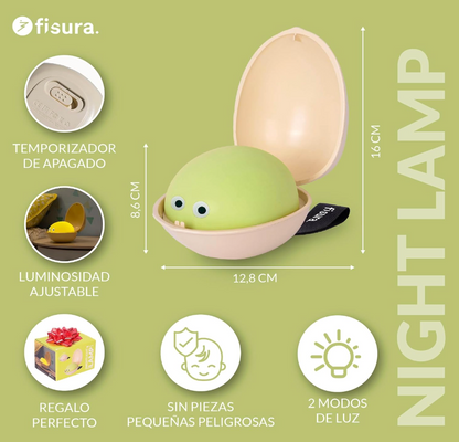 Luz Nocturna Infantil Pistacho | Lámpara Quitamiedos con Temporizador