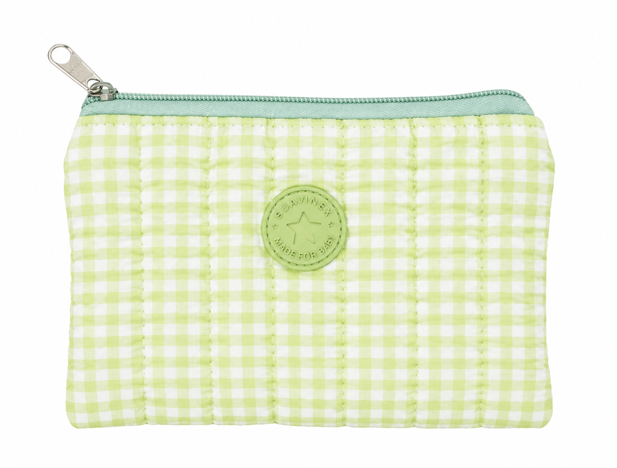 Cesta regalo de nacimiento para bebé Locos por los cuadros verde