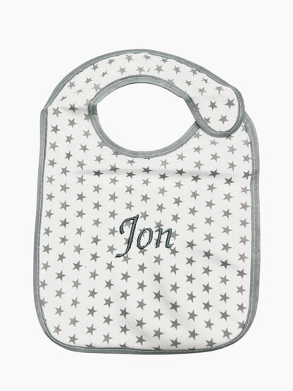 Babero bordado con estrellas para bebé con interior plastificado