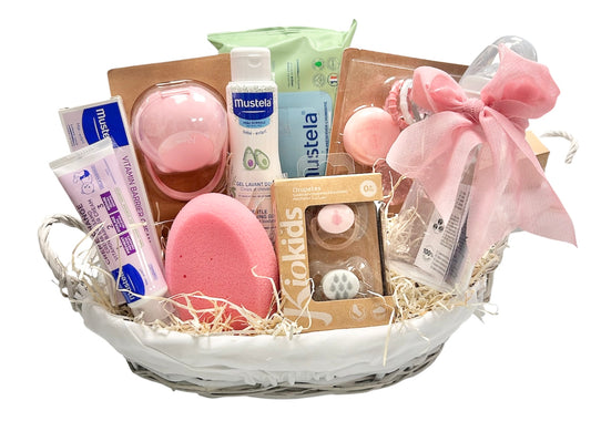Cesta regalo bebé simpatía rosa
