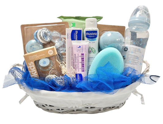 Cesta regalo bebé simpatía Azul