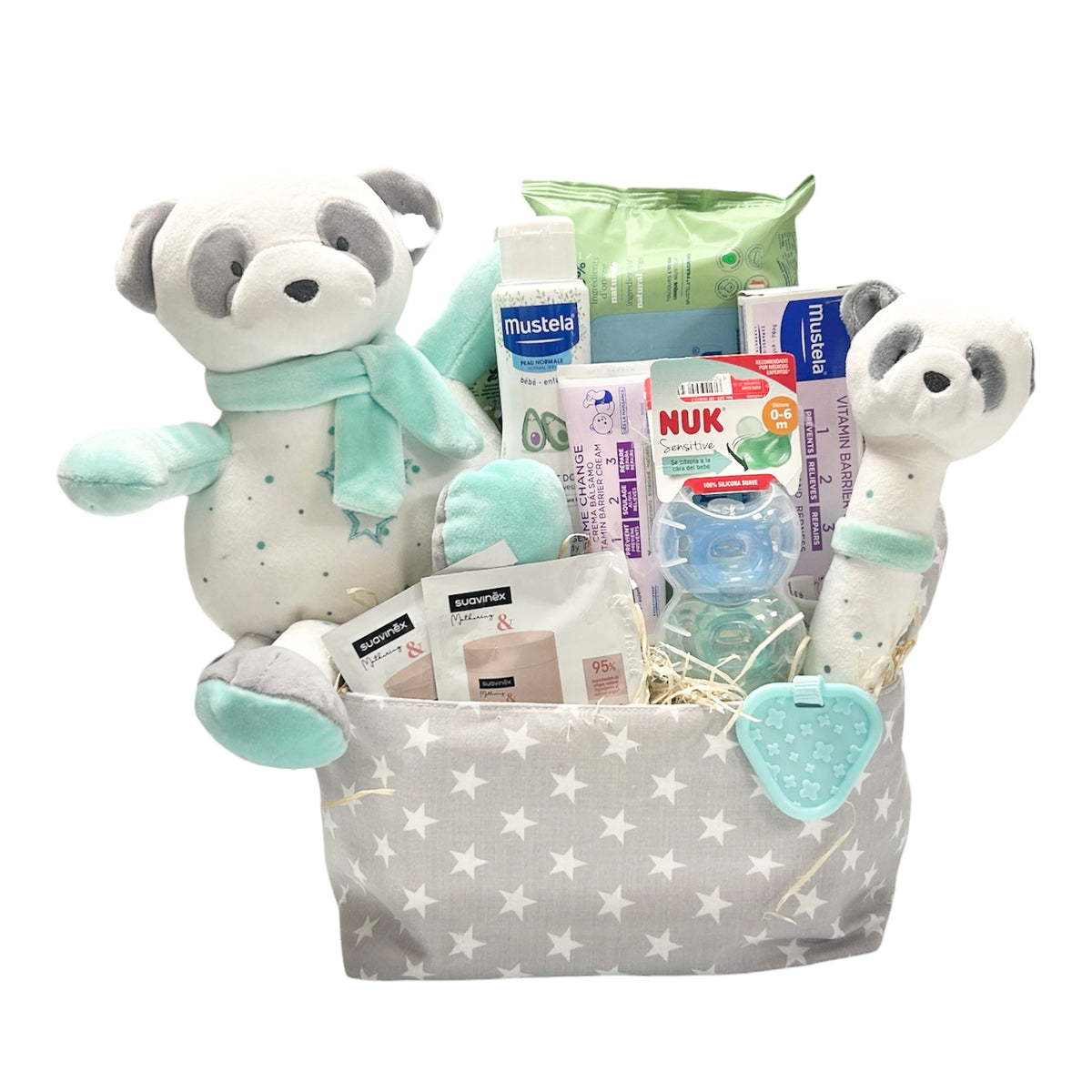 Canastilla Nacimiento Blue Dots con Mustela