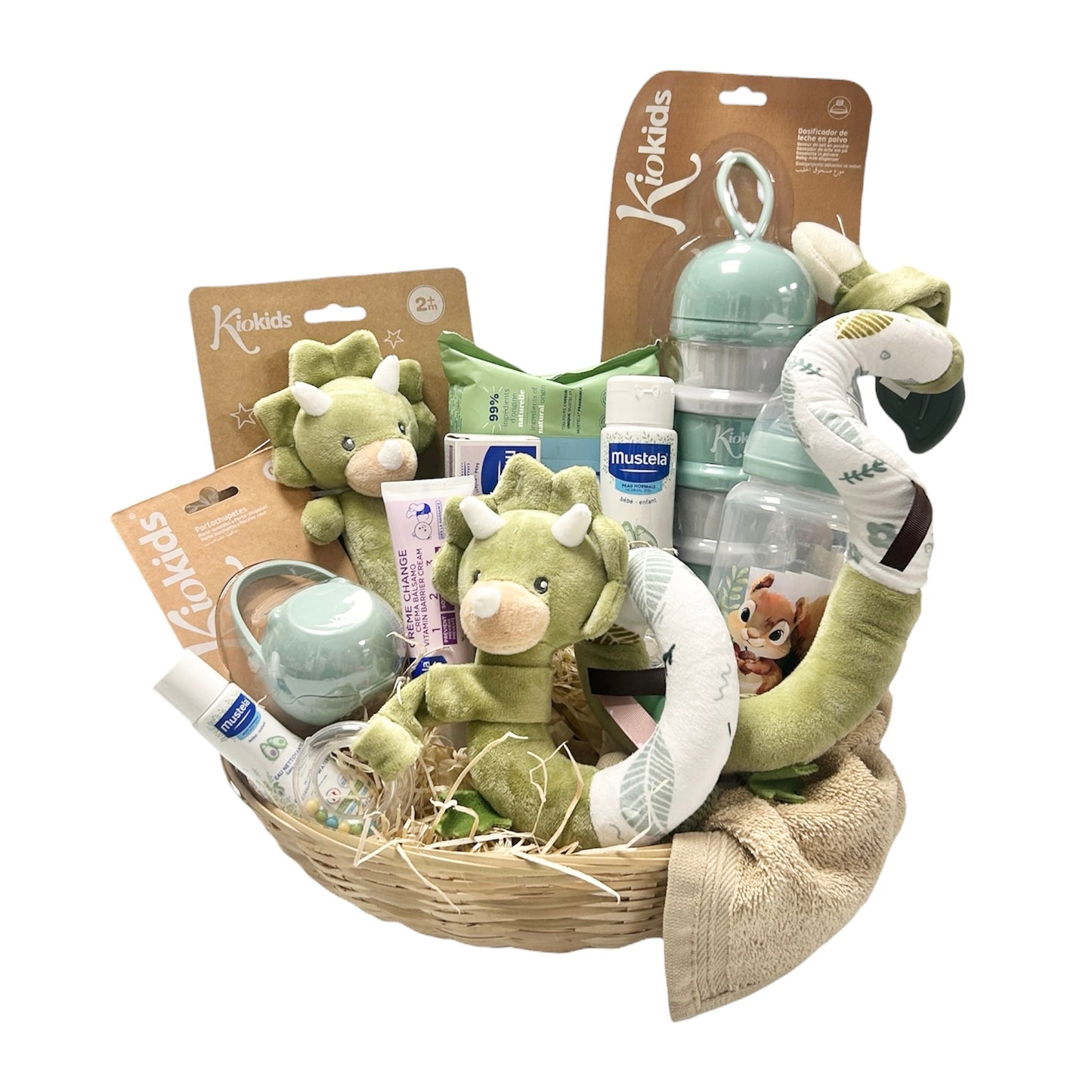 Cesta regalo nacimiento bebé Dino