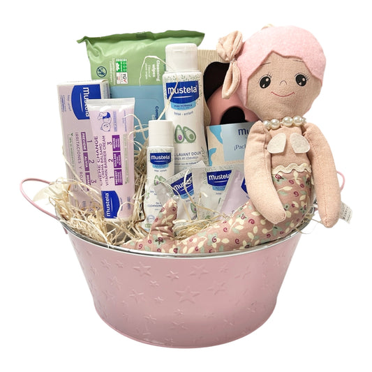 Canastilla Nacimiento Mi Sirena | Mustela + Peluche y Sonajero