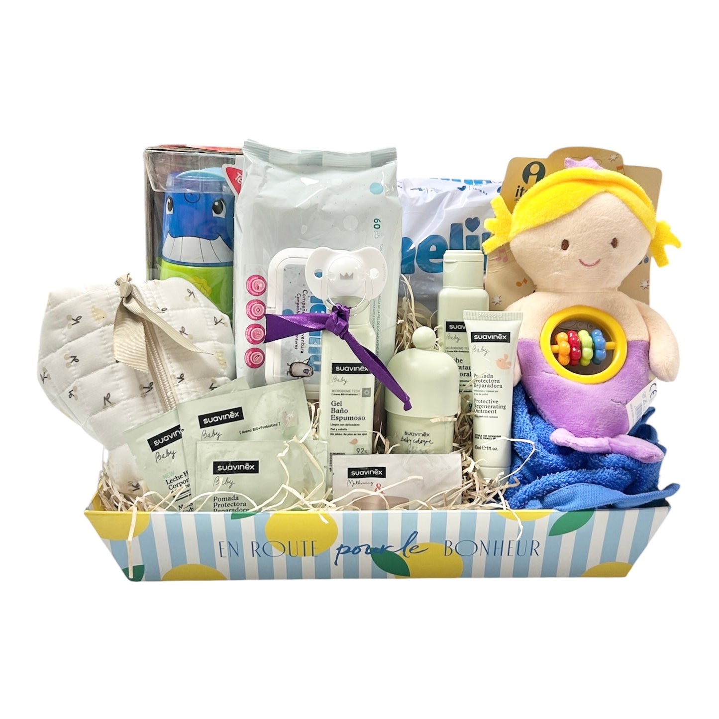 Cesta regalo nacimiento bebé ¡al agua patos!