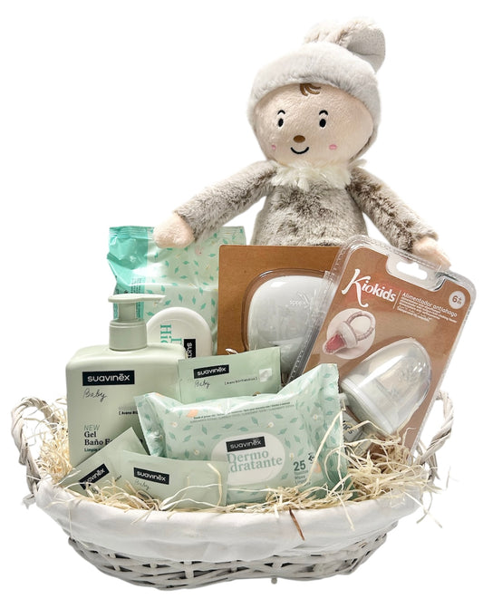 Cesta Regalo Bebé My friend | Canastilla Nacimiento con Suavinex y Kiokids