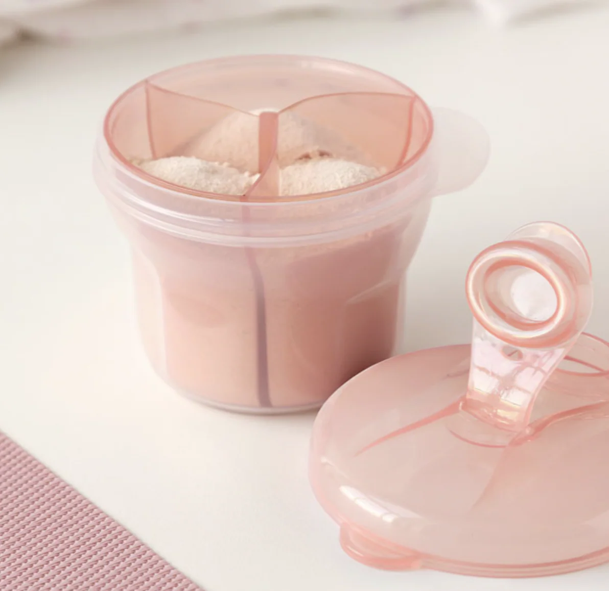 Dosificador leche en polvo rosa